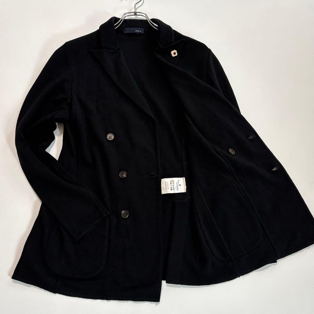 ラルディーニ ダブルテーラードジャケット ウール100% M ブートニエール 黒