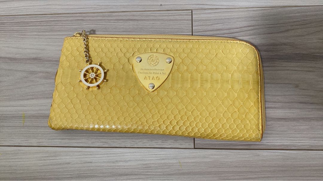 ⭐︎美品　ATAO limo パイソン イエロー ヘビ革 長財布 アタオ⭐︎