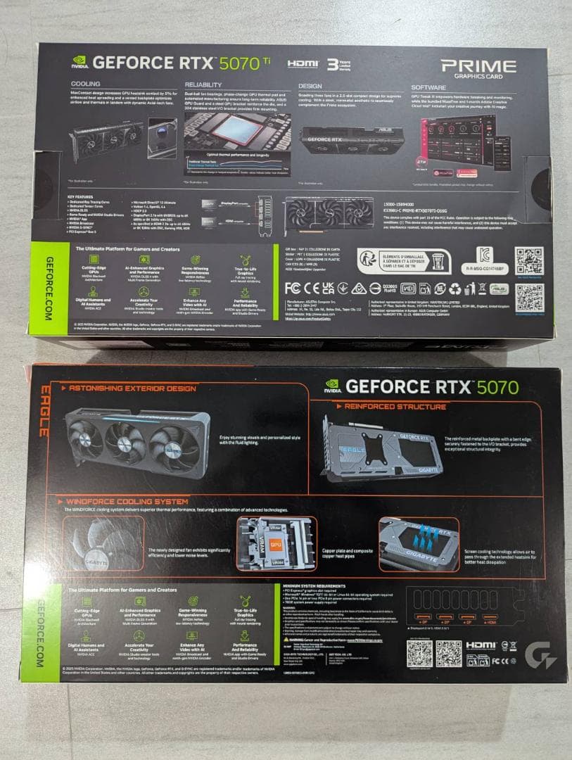 m*o様 グラフィックボード RTX 5070と RTX 5070Ti