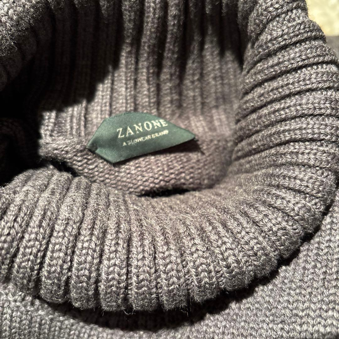 ザノーネ／タートルネックニット／5ゲージ／チャコールグレー／48