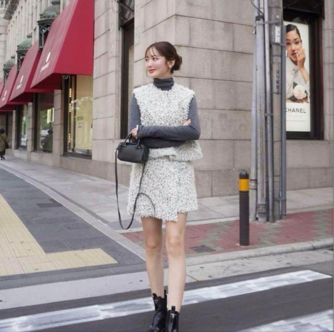 【美品】HEYON ＊pepper mini wrap skirt / gray