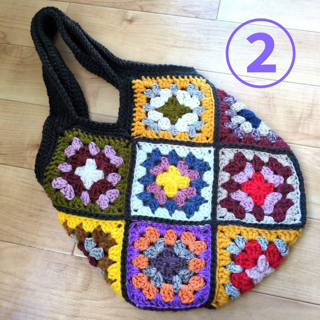 【もも】ハンドメイド グラニースクエアのモチーフバッグ 7点
