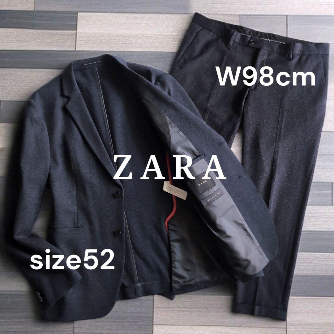 美品 ZARA ストレッチ ウォッシャブル スーツ セットアップ 52 ネイビー