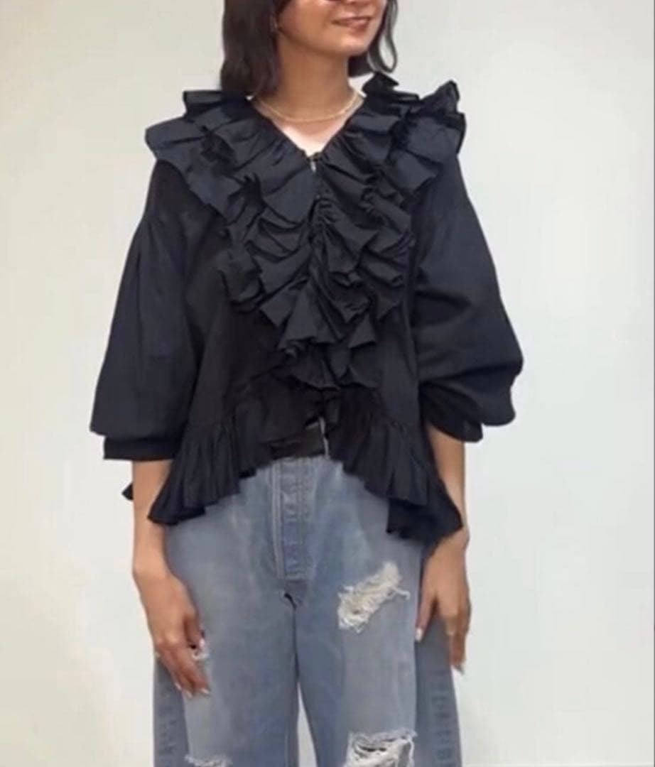 crinklecrinklecrinkle フリルポンチブラウス