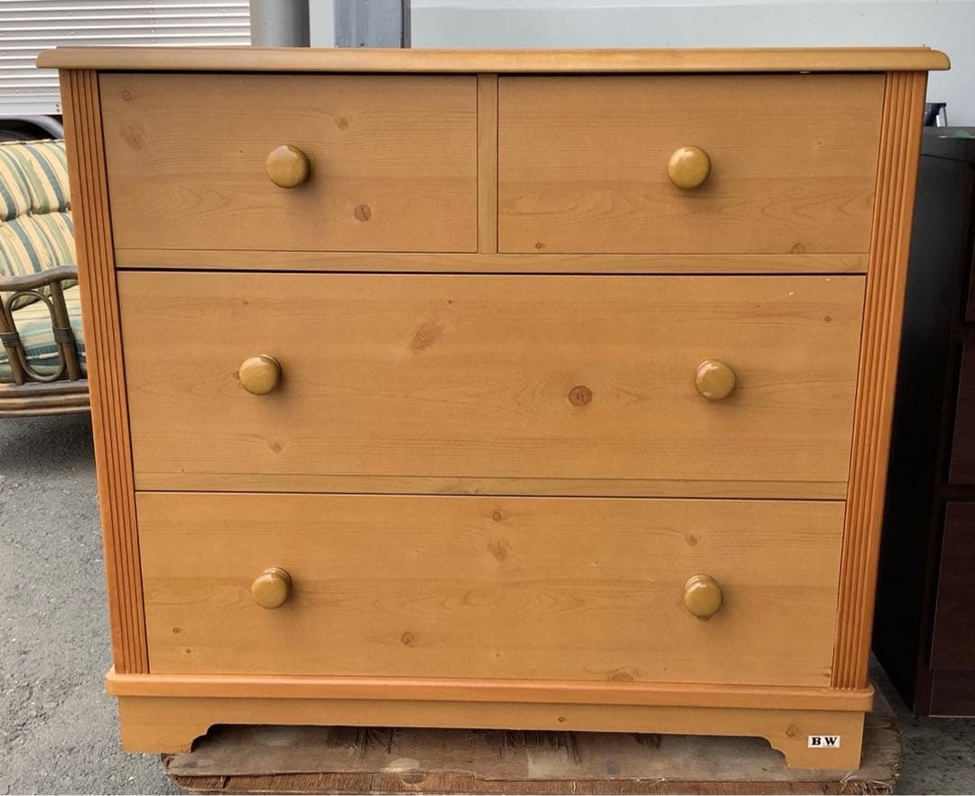 【小さめ】3段洋服タンス 木製チェスト志水木工 B&W