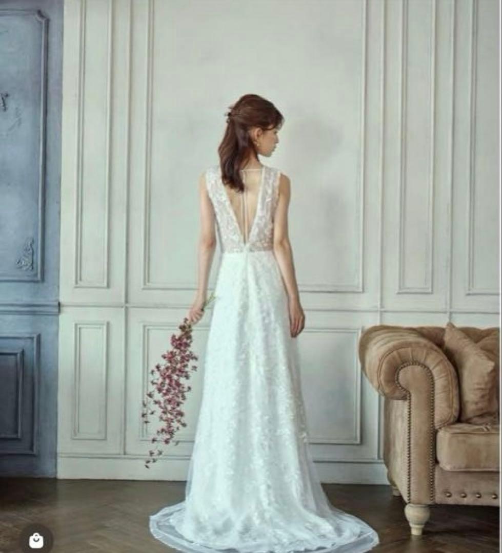 ドレスプロダクション　リーフ刺繍　Vネック　スレンダードレス　W275