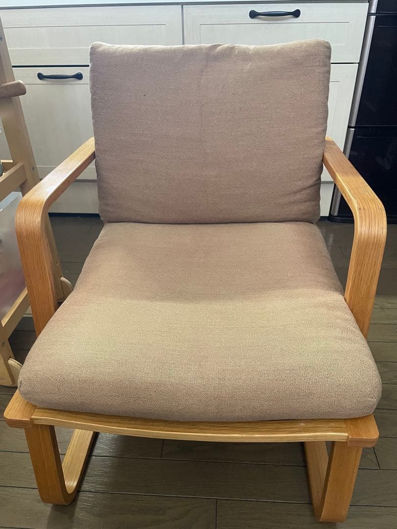 無印良品　リビングでもダイニングでも使えるソファチェア　ベージュ　アームチェア