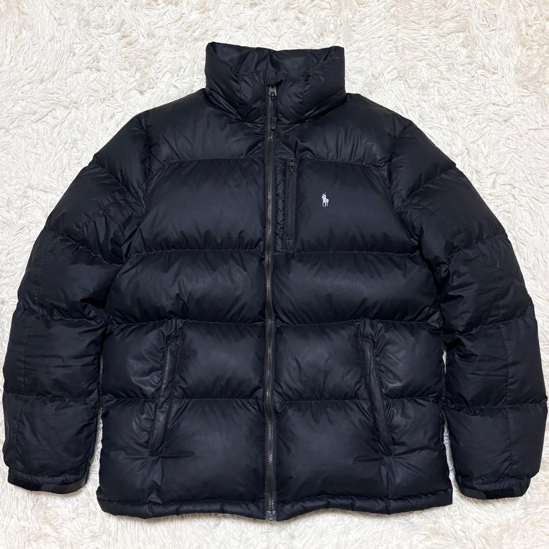 ポロラルフローレン ダウンジャケット M相当 ロゴ ブラック 肉厚 近年モデル