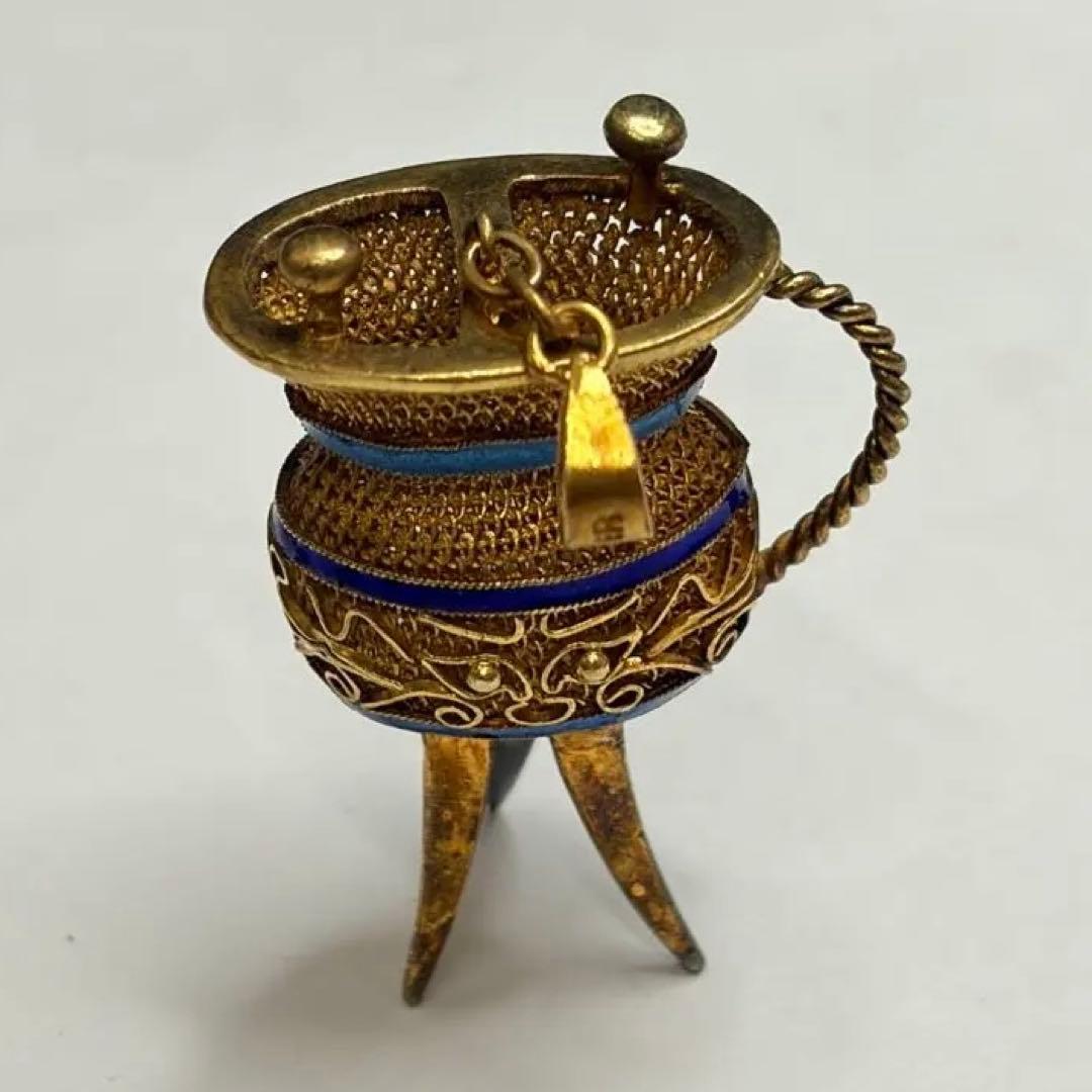 ヴィンテージ 1980年代 中国 SILVER 銀細工 七宝焼 ペンダントトップ