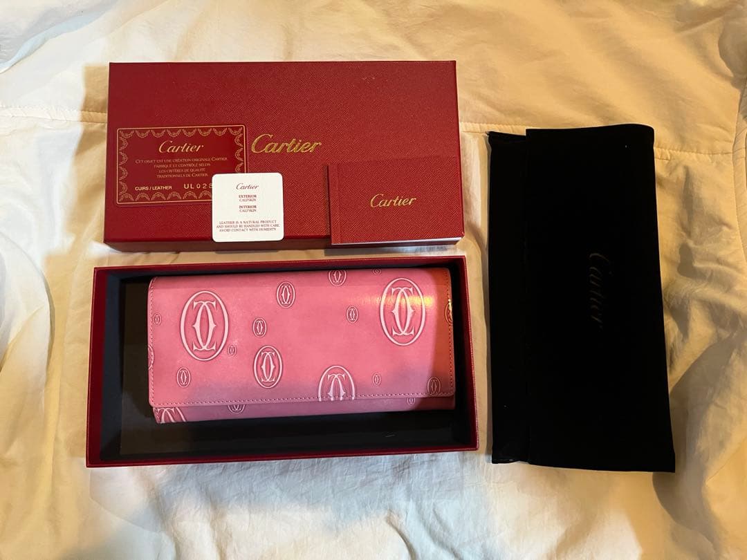 カルティエ Cartier ピンク 長財布　ハッピーバースデー 2つ折り