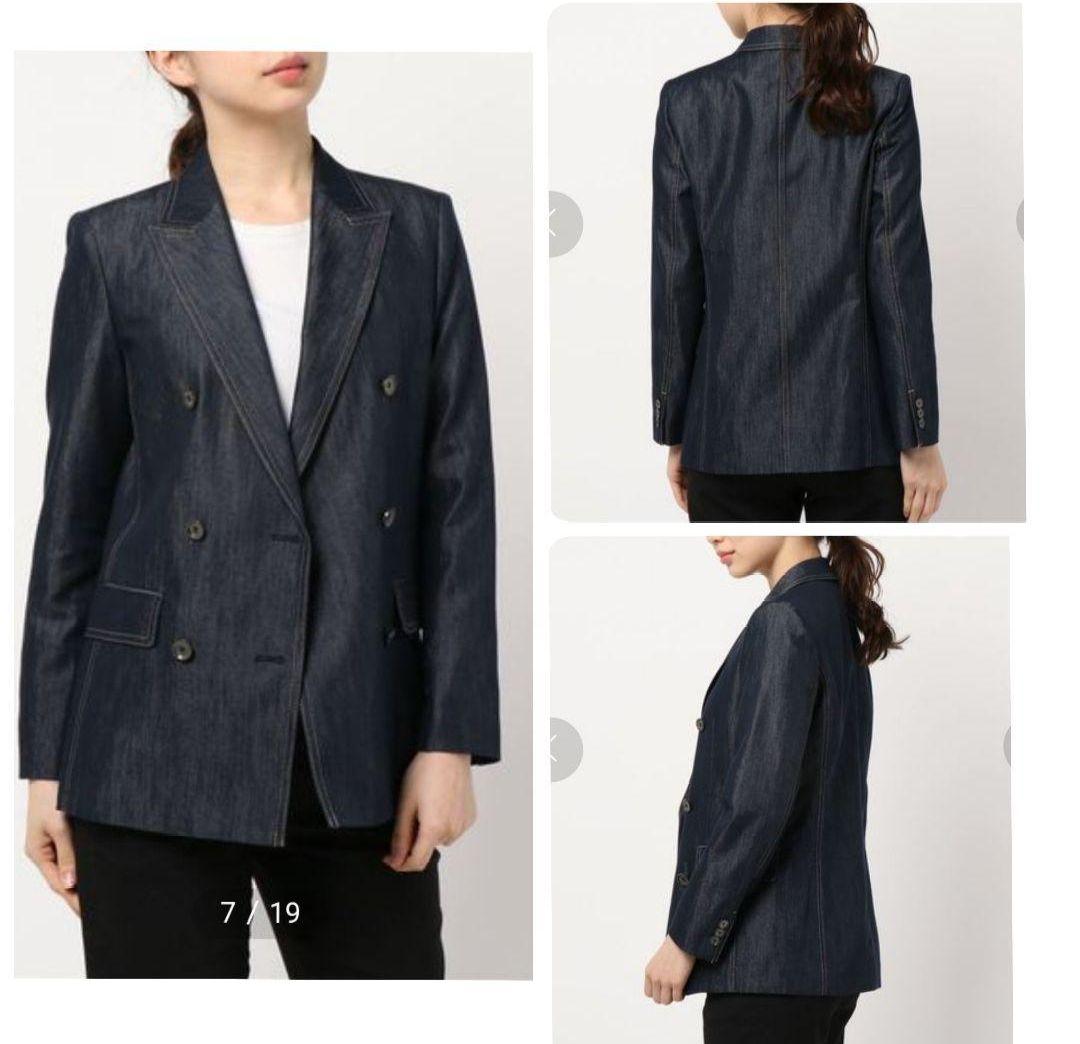 美品 アナイ 定価4万9千 デニムライクダブルジャケット 38 ネイビー 日本製