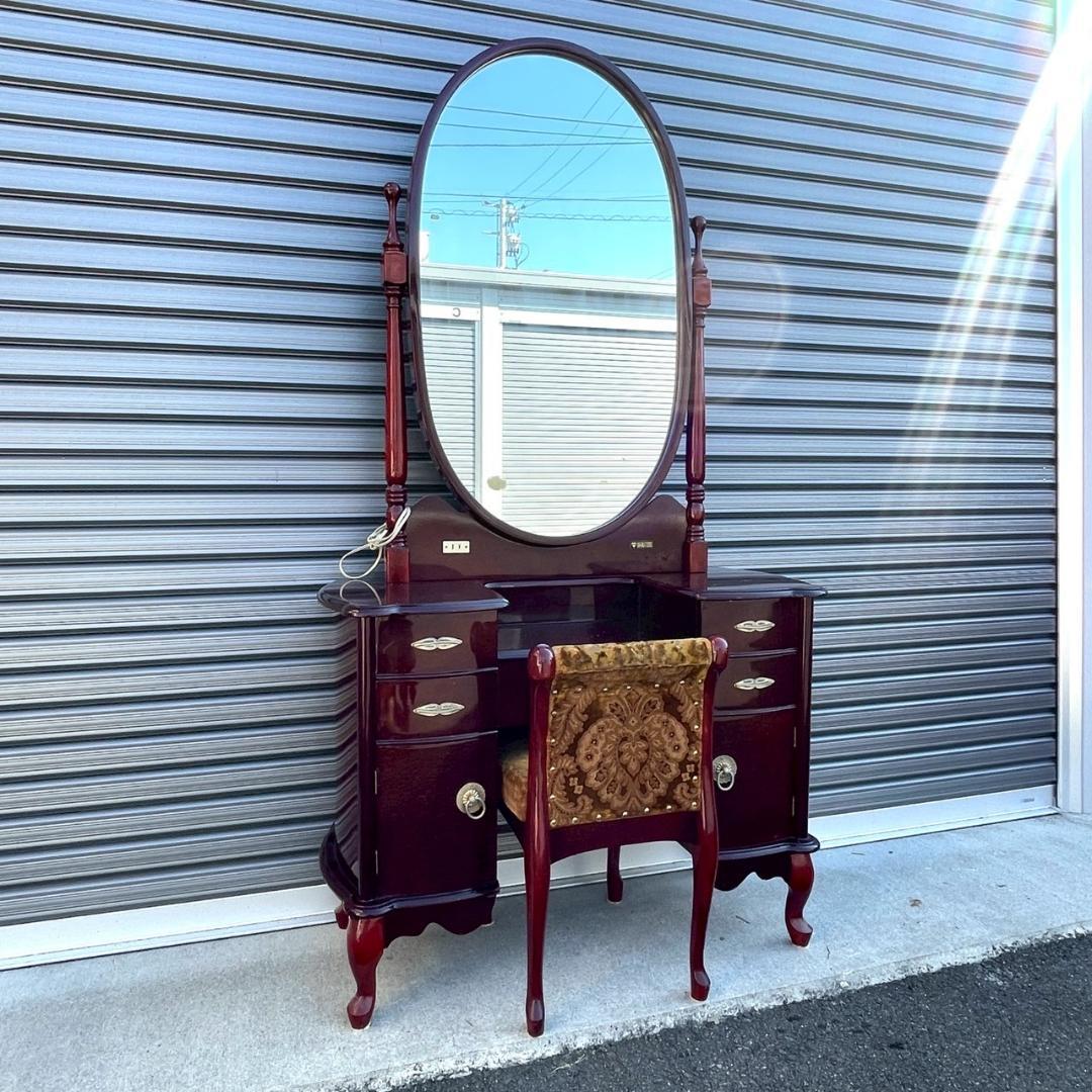 【ヴィクトリア調】アンティークミラー 猫足ドレッサー 鏡台 レトロ家具