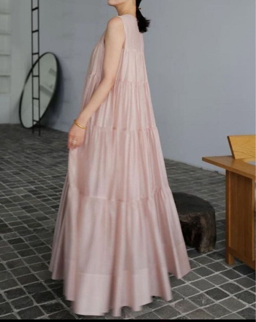 ánuans テンセルリッチオーガンティアードワンピース