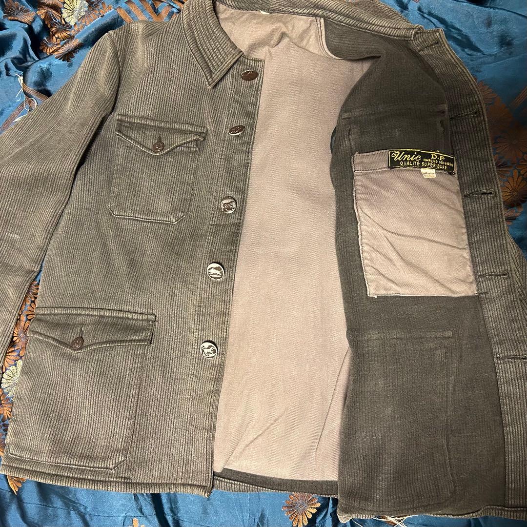 ハンティングジャケット 40s フレンチヴィンテージ コットンピケ グレー