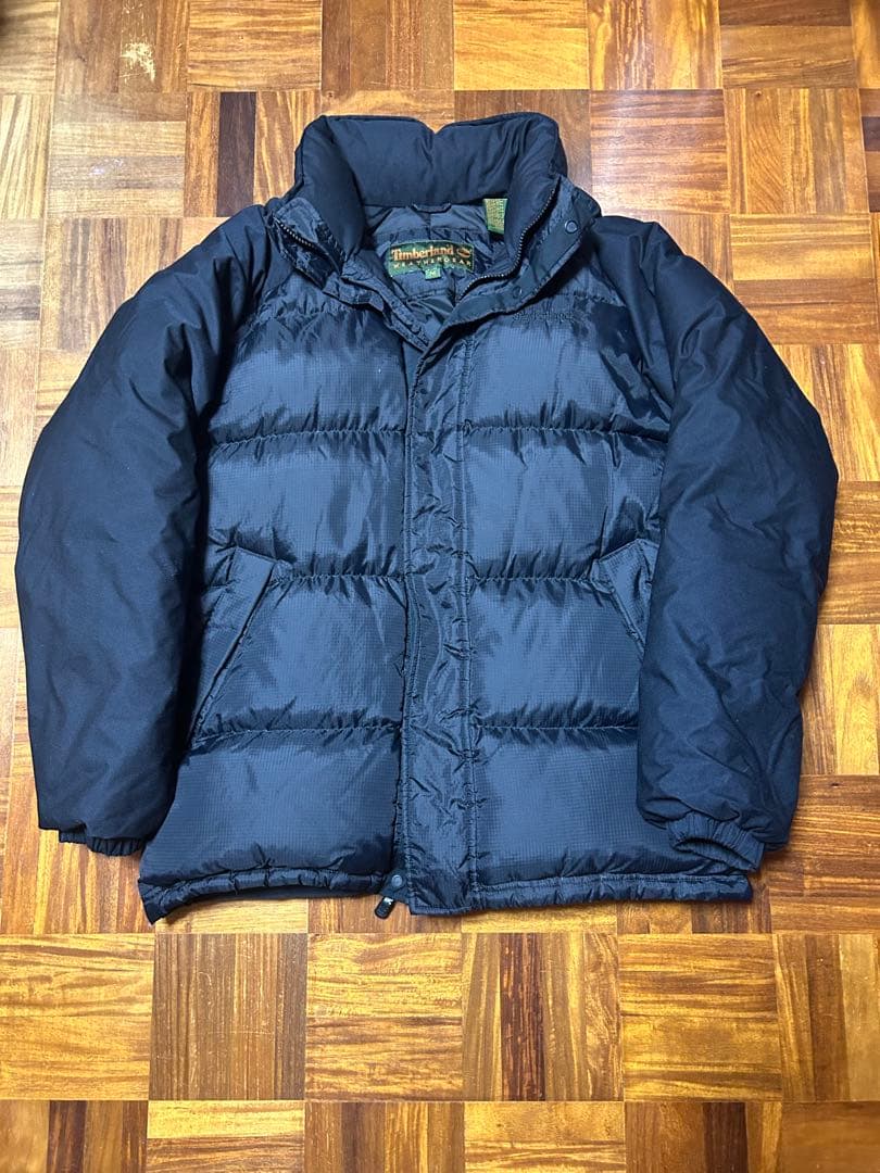 【90s当時物 ティンバーランド】サイズM刺繍ロゴダウンジャケット黒