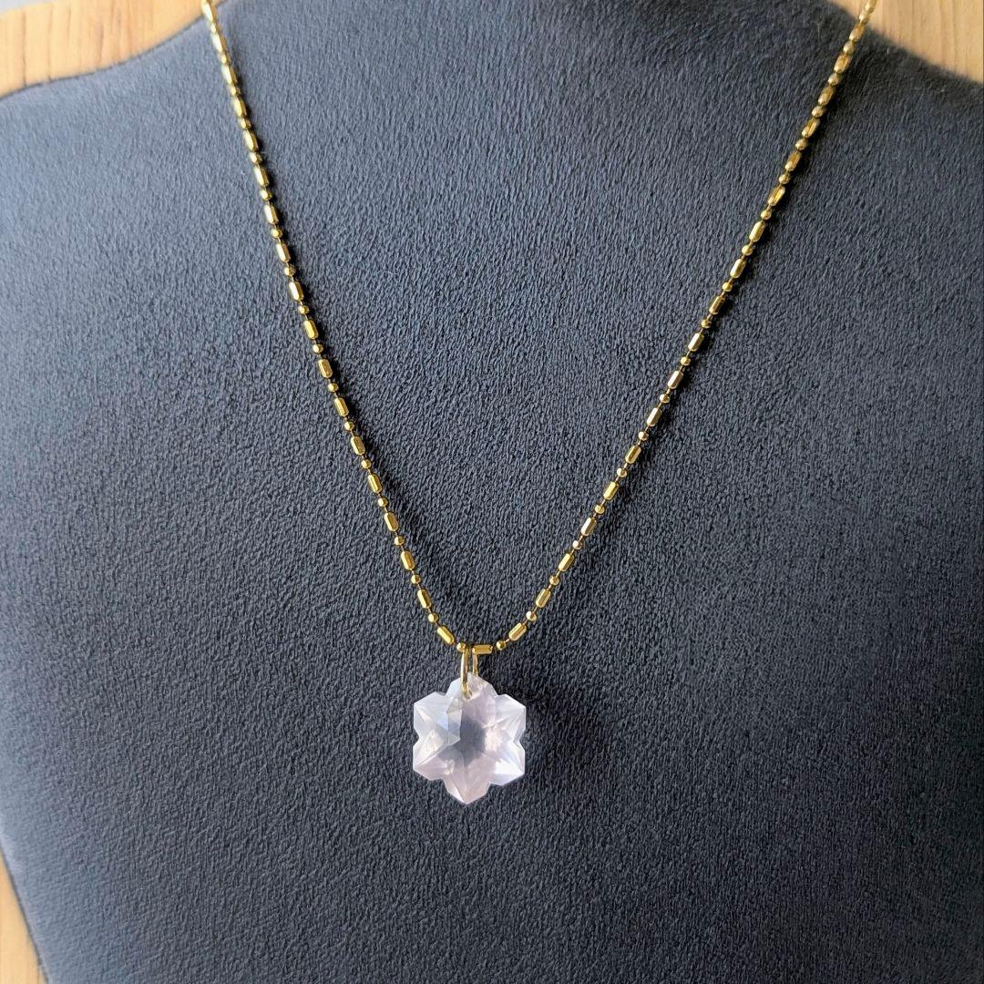 ♢六花♢K18 ローズクォーツ 3.9ct チャーム ペンダントトップ