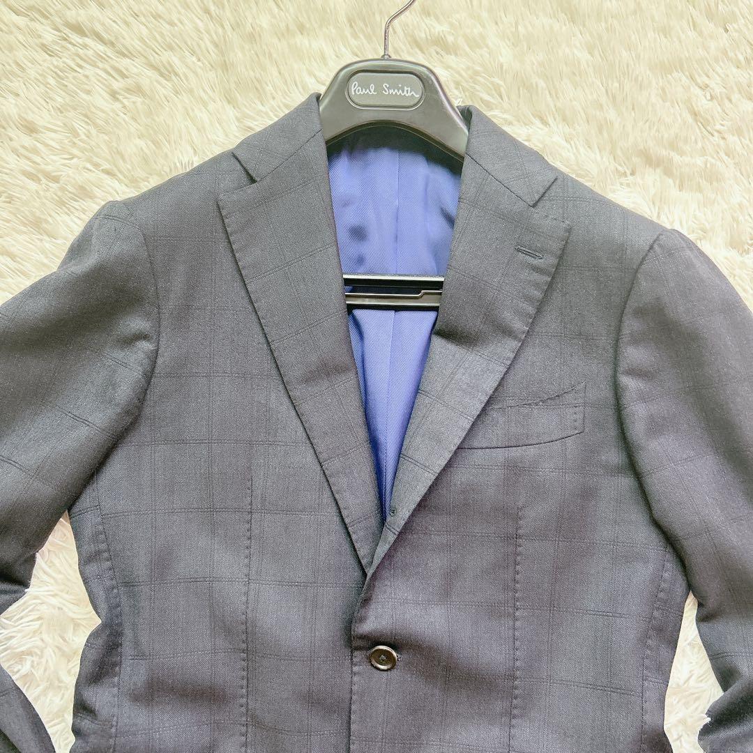 美品 Brilla モヘア スーツ セットアップ 高級 ウィンドペーン ネイビー