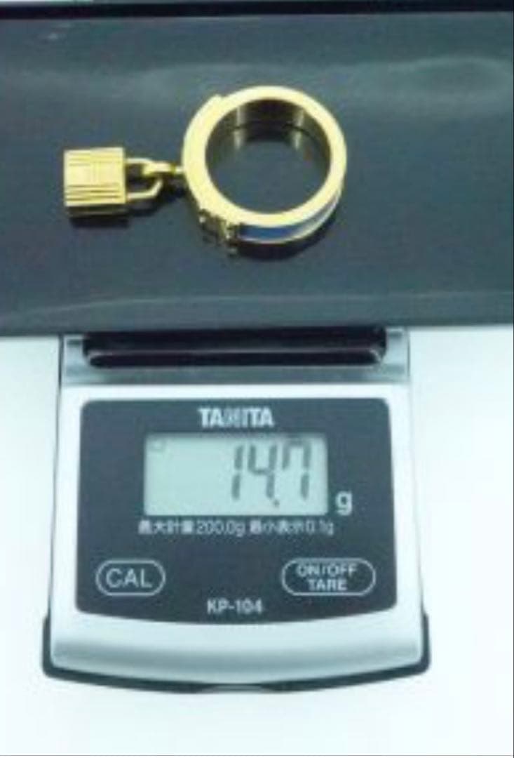 超美品 HERMES スカーフリング ケリー ゴールド ブルー カデナ 金