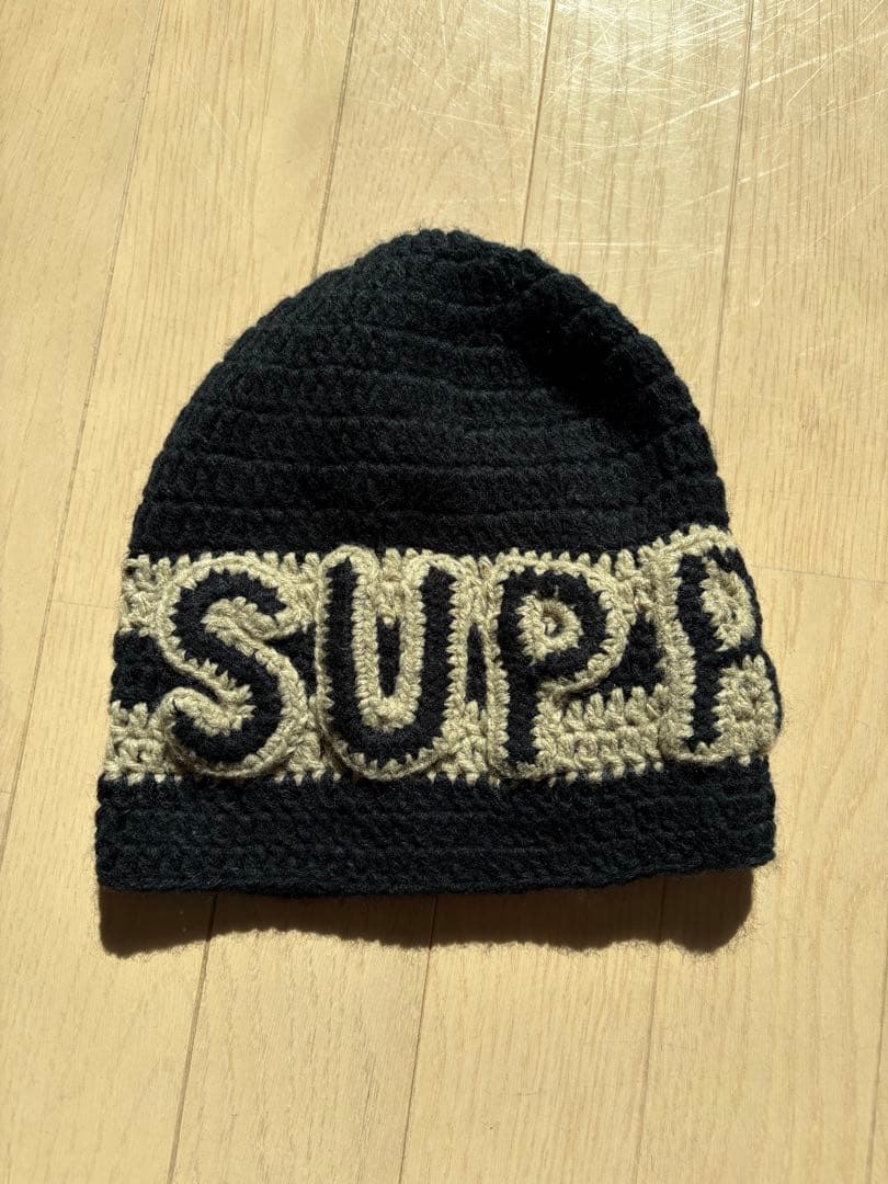 supreme Crochet Logo Beanie ブラック