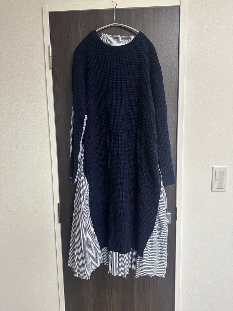 sacai バックプリーツドッキングニットワンピース