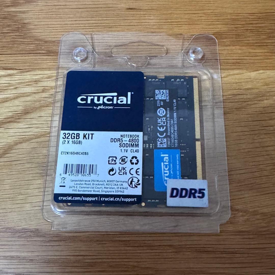 メモリー Crucial DDR5-4800 SODIMM 32GB (16GB x 2)