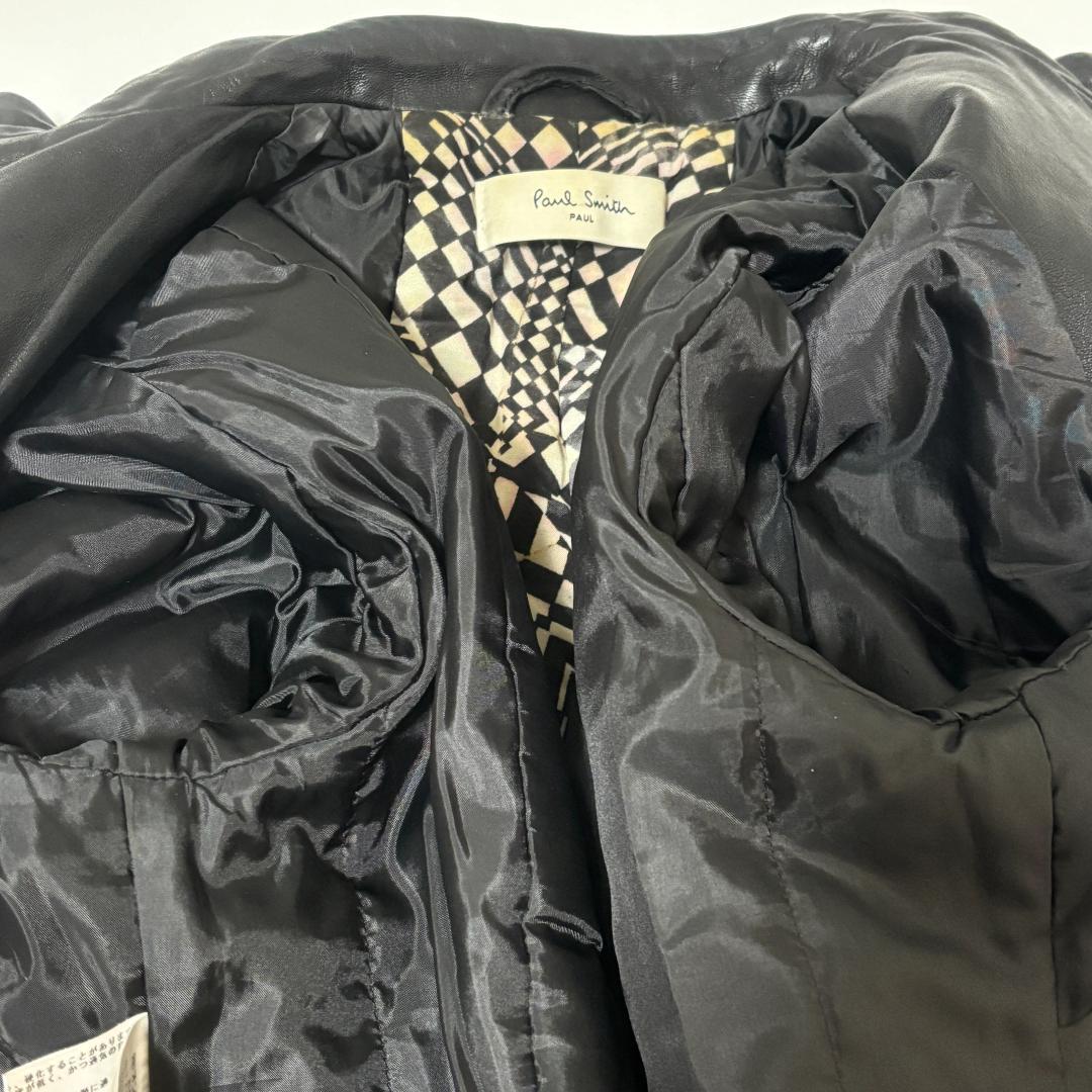 【希少】ポールスミス ライダースジャケット 羊革 ノーカラー L シングル