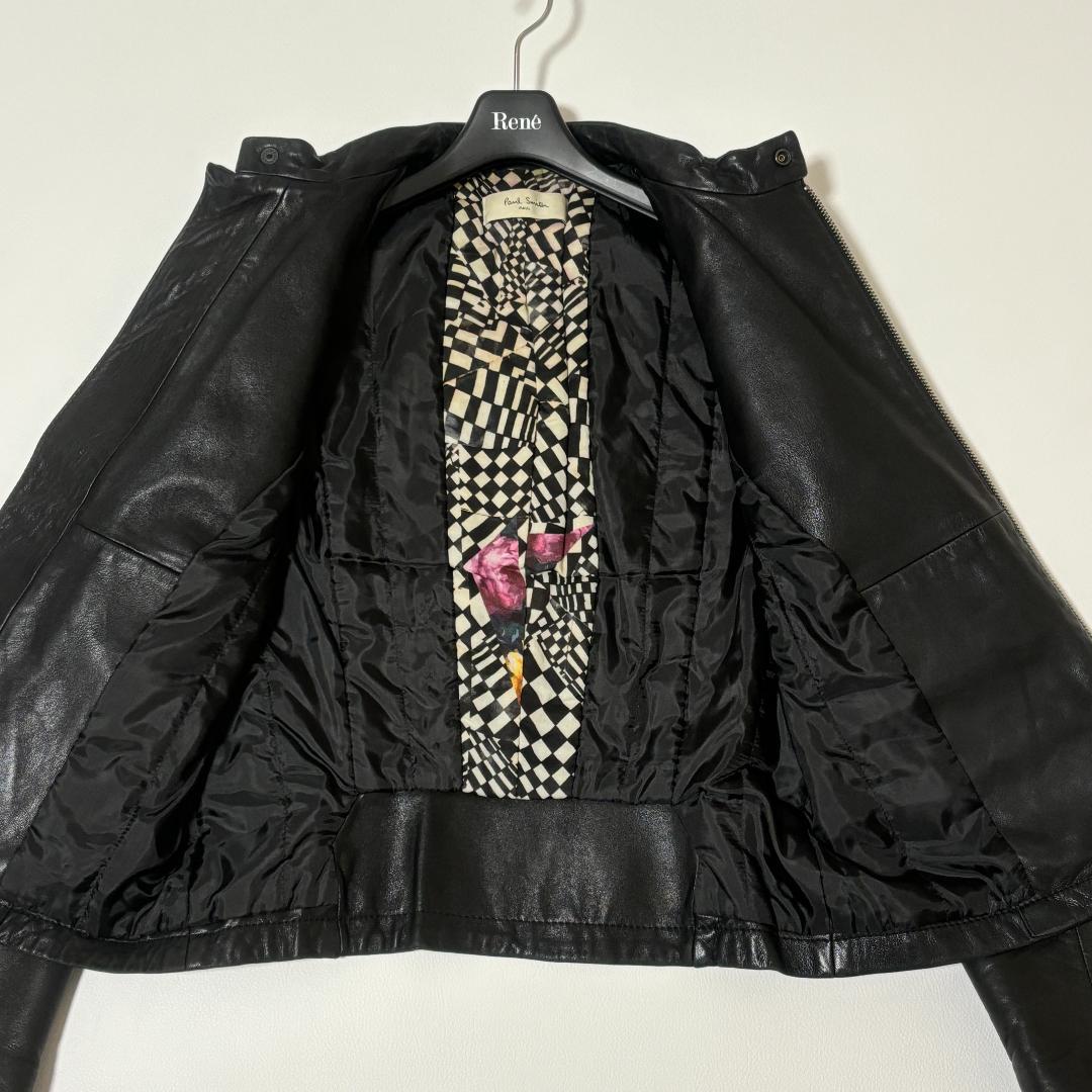 【希少】ポールスミス ライダースジャケット 羊革 ノーカラー L シングル