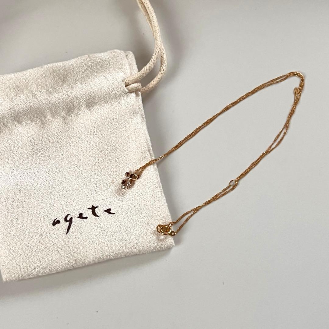 agateアガット　K18&10YG 天然ダイヤ&イニシャルネックレス 「S」