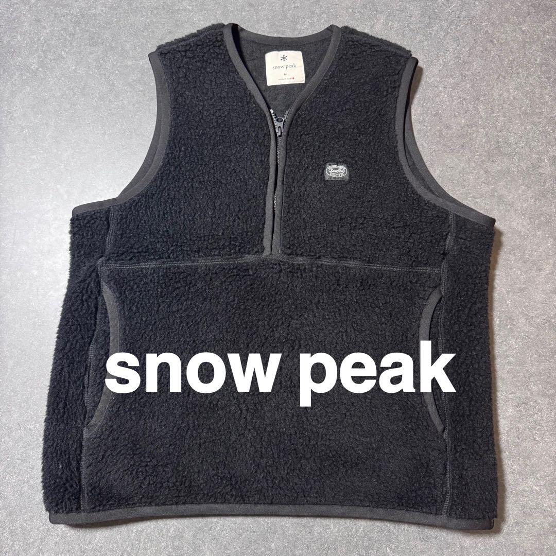  peak ウールフリースベスト 羊毛 ハーフジップ ブラック M