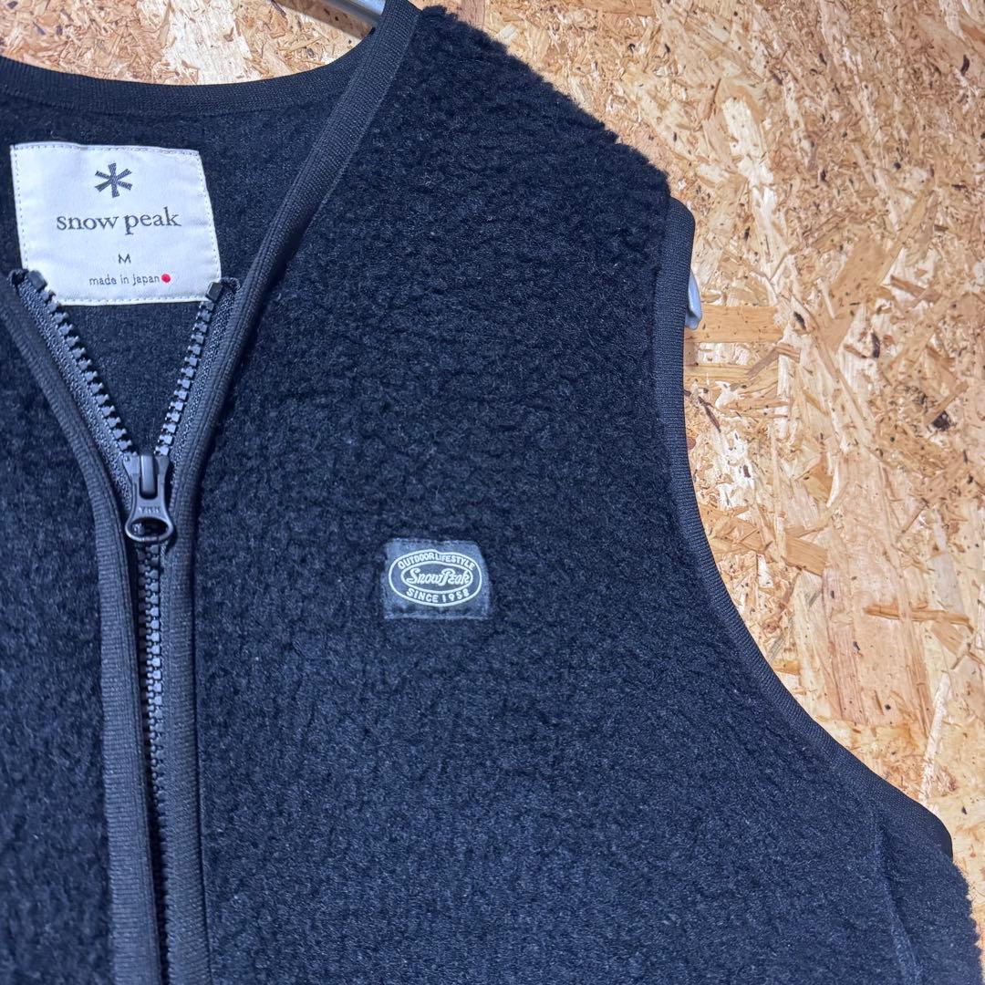  peak ウールフリースベスト 羊毛 ハーフジップ ブラック M