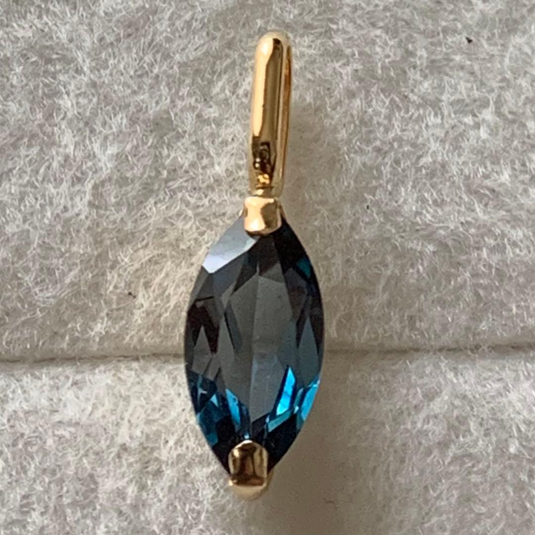 K18 ロンドンブルートパーズ　4×8マーキスペンダントトップ0.27g