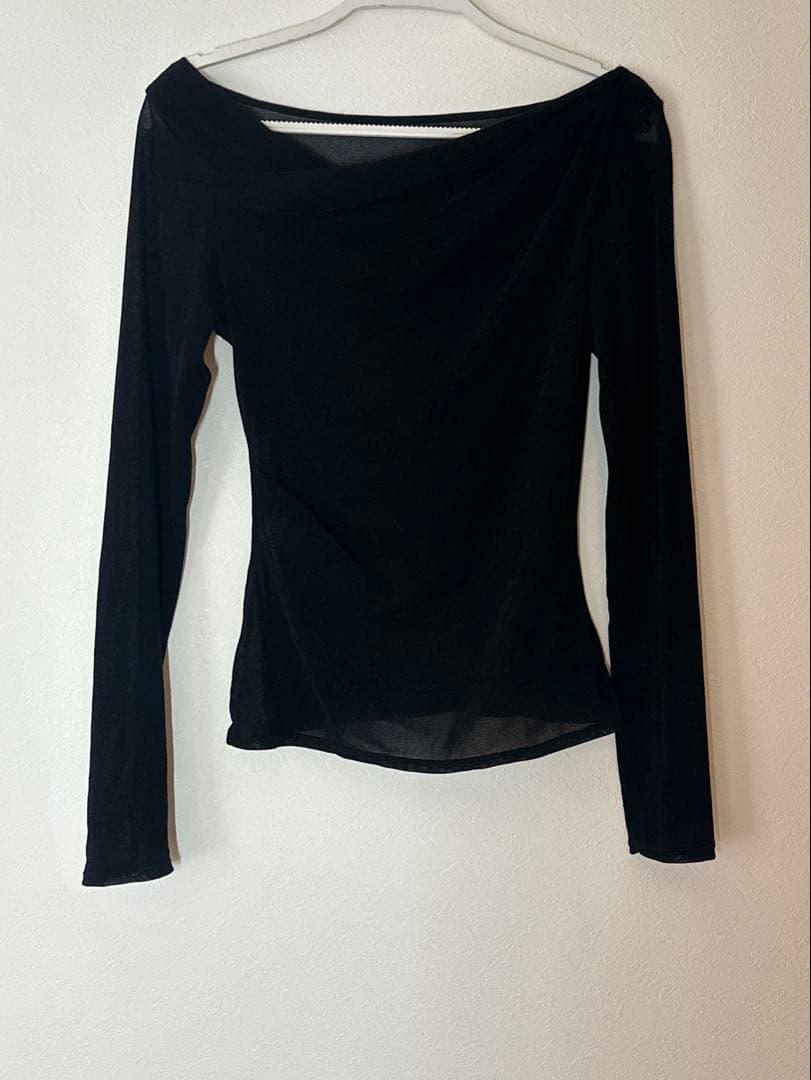 FRAY I.D デコルテタックフロッキーチュールトップス　ブラック　黒