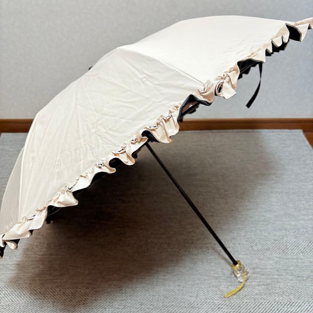 芦屋ロサブラン　折りたたみ日傘　フリル　遮光遮熱UVカット