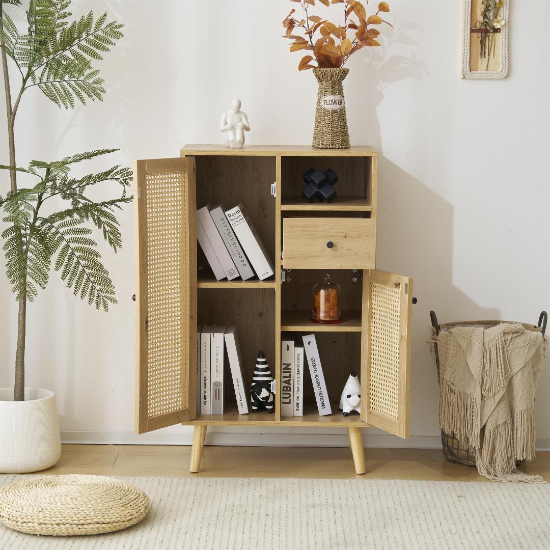 キャビネット サイドボード チェストラタン調 ラタン風 幅60cm 収納棚