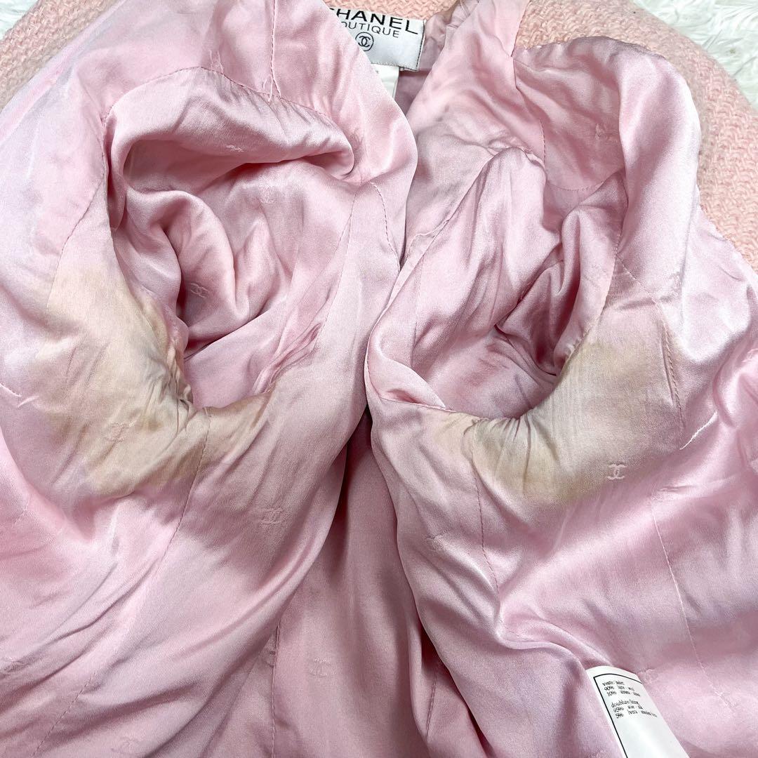 CHANEL 96A グリポアボタン ツイードジャケット チェーン アルパカ