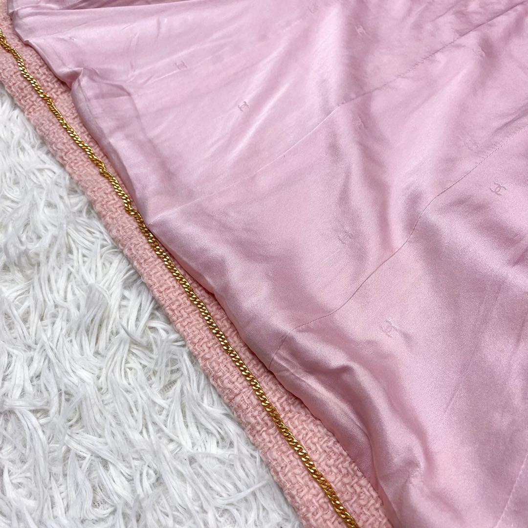 CHANEL 96A グリポアボタン ツイードジャケット チェーン アルパカ