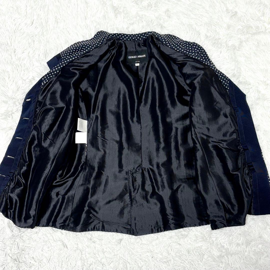 【極美品】ジョルジオアルマーニ　テーラードジャケット　最高級黒タグ　シルク混　L