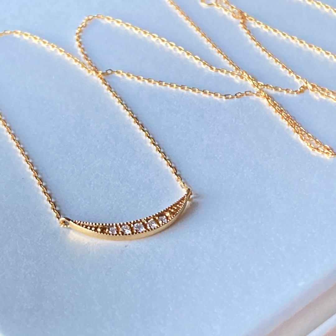 エテ　k18 ダイヤモンドネックレス　イエローゴールド　月　ムーン
