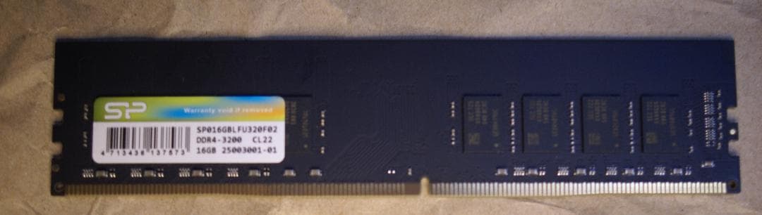 動検済み SiliconPower DDR4-3200 16GBx1枚