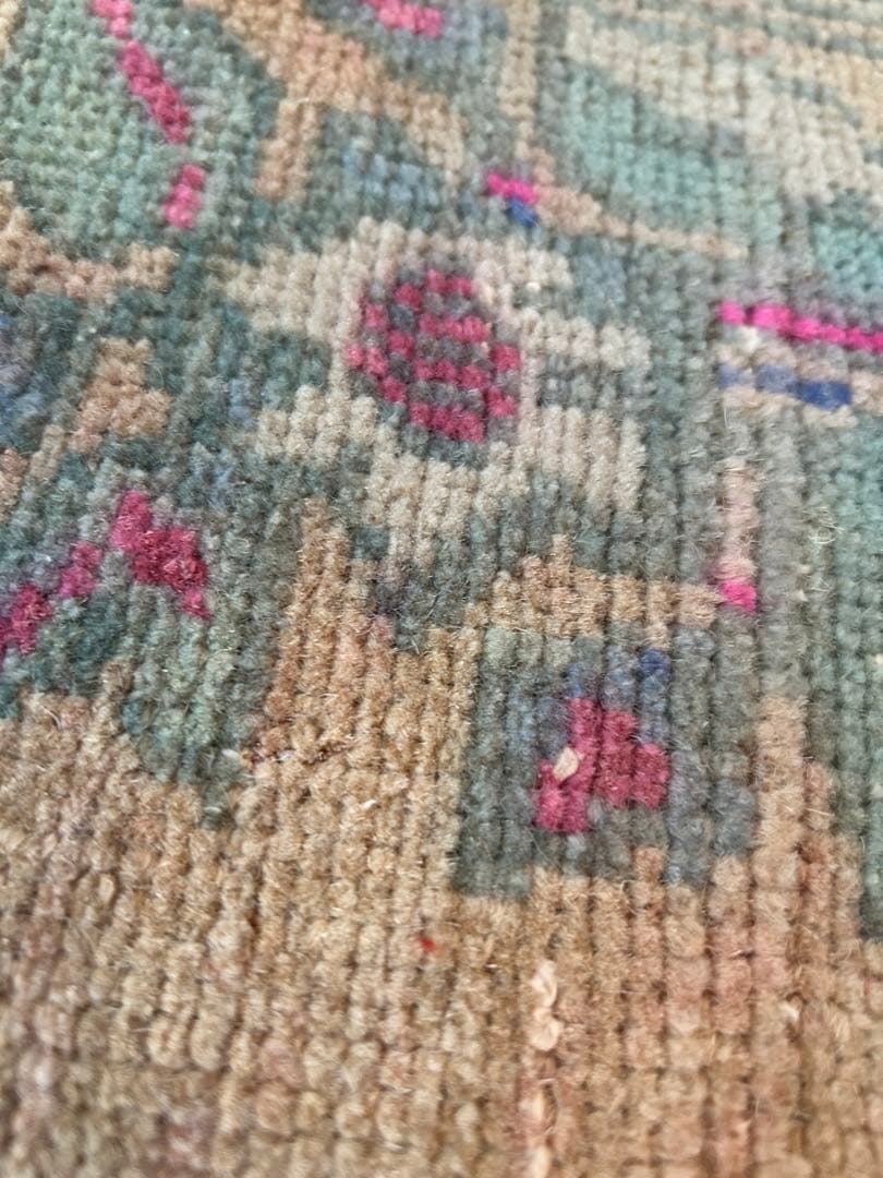 トライバルデザイン ウールラグ 約50×103cm ヴィンテージラグ