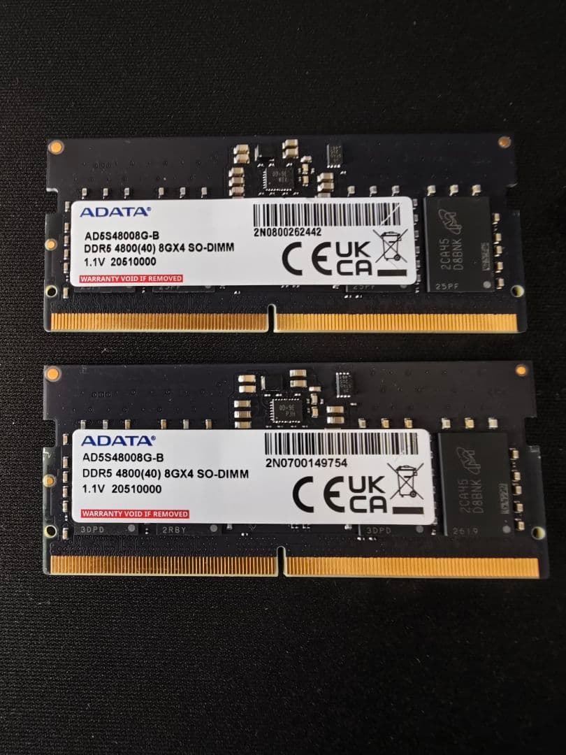 ADATA DDR5 4800 8G SO-DIMM メモリー 2枚組