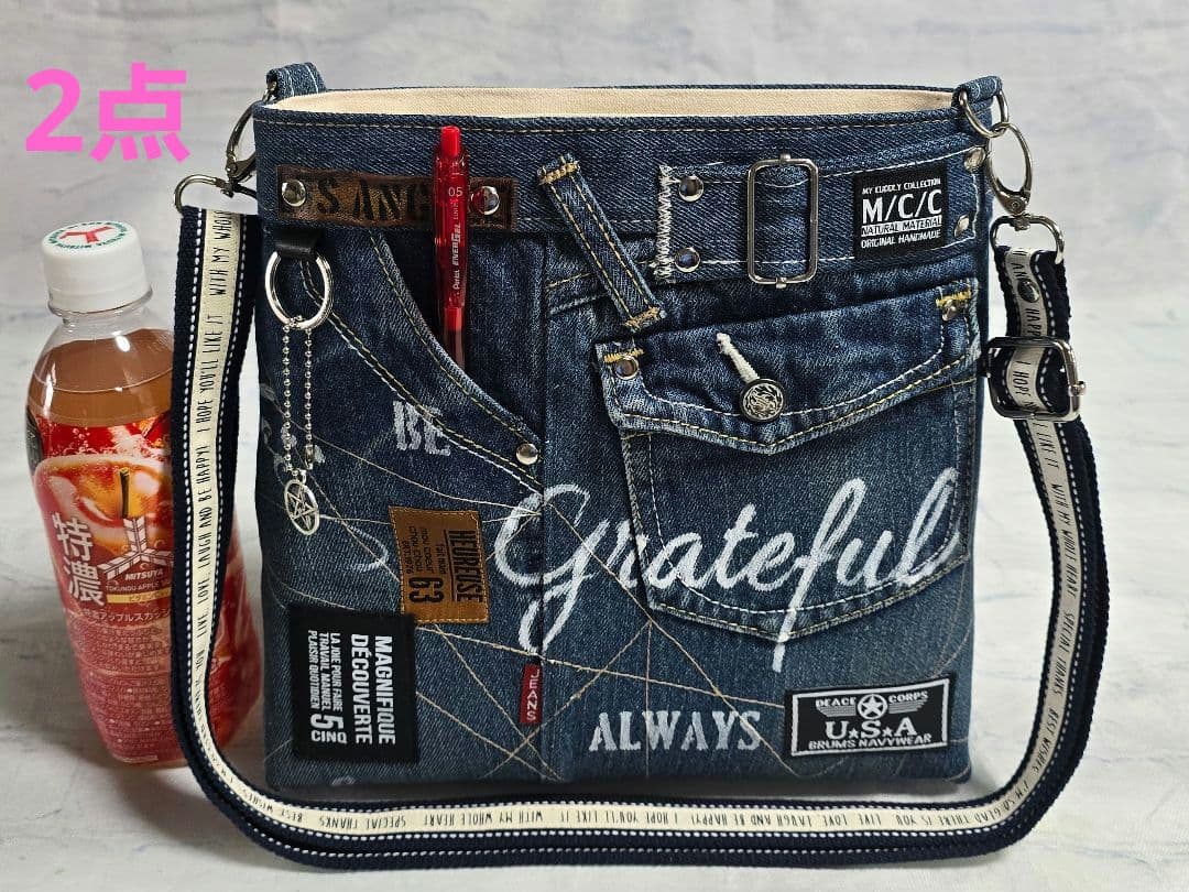デニムリメイクトートバッグ大きめ ＆サコッシュ 4点 専用