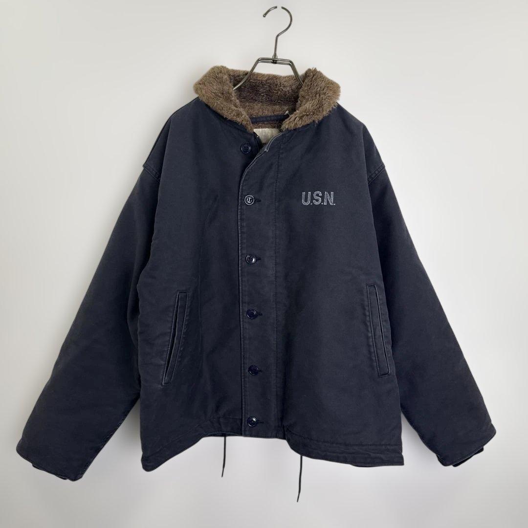 R00794 U.S.N.フリースフード付き グレー　ミリタリーデッキジャケット