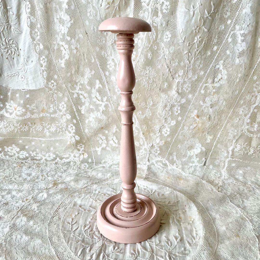 ストロベリーミルクピンクのハットスタンド　フランスアンティーク　ベビー　ドール