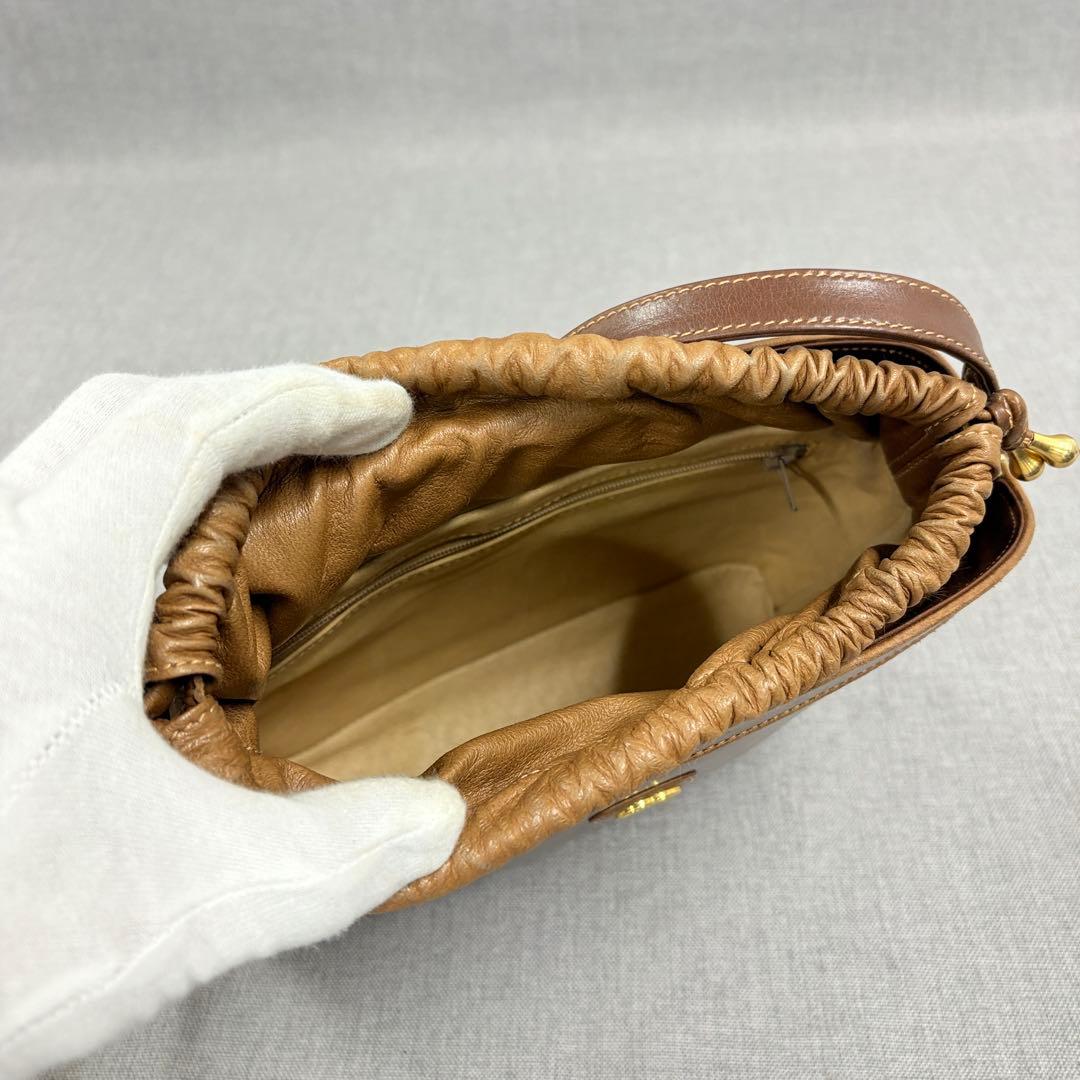 希少 GUCCI オールドグッチ 革 ショルダーバッグ ブラウン ヴィンテージ