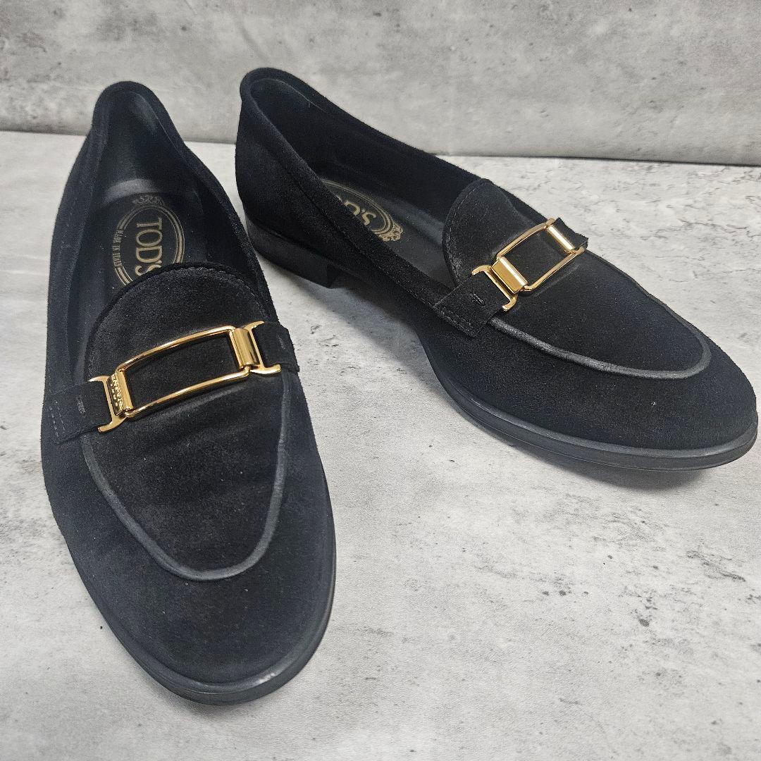 cha.様❣️専用 TOD'S ローファー スエード ブラック 金バックル