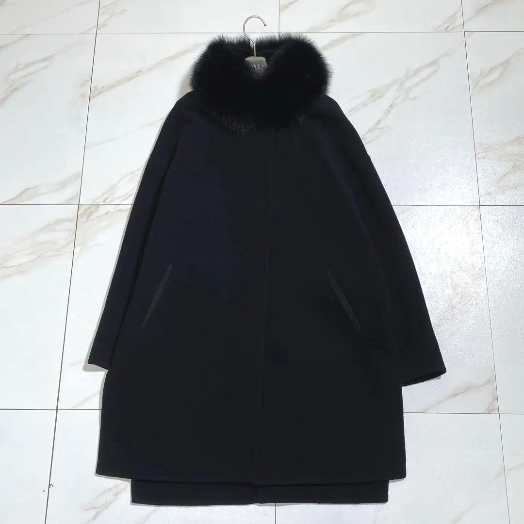 極美品♡ヘルノ 現行 フォックスファーディテイルウールコート ロングスリーブ