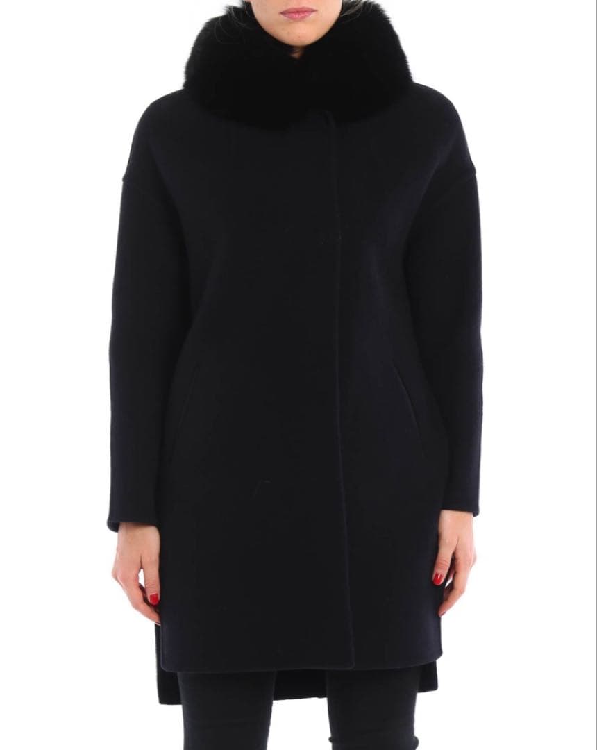 極美品♡ヘルノ 現行 フォックスファーディテイルウールコート ロングスリーブ