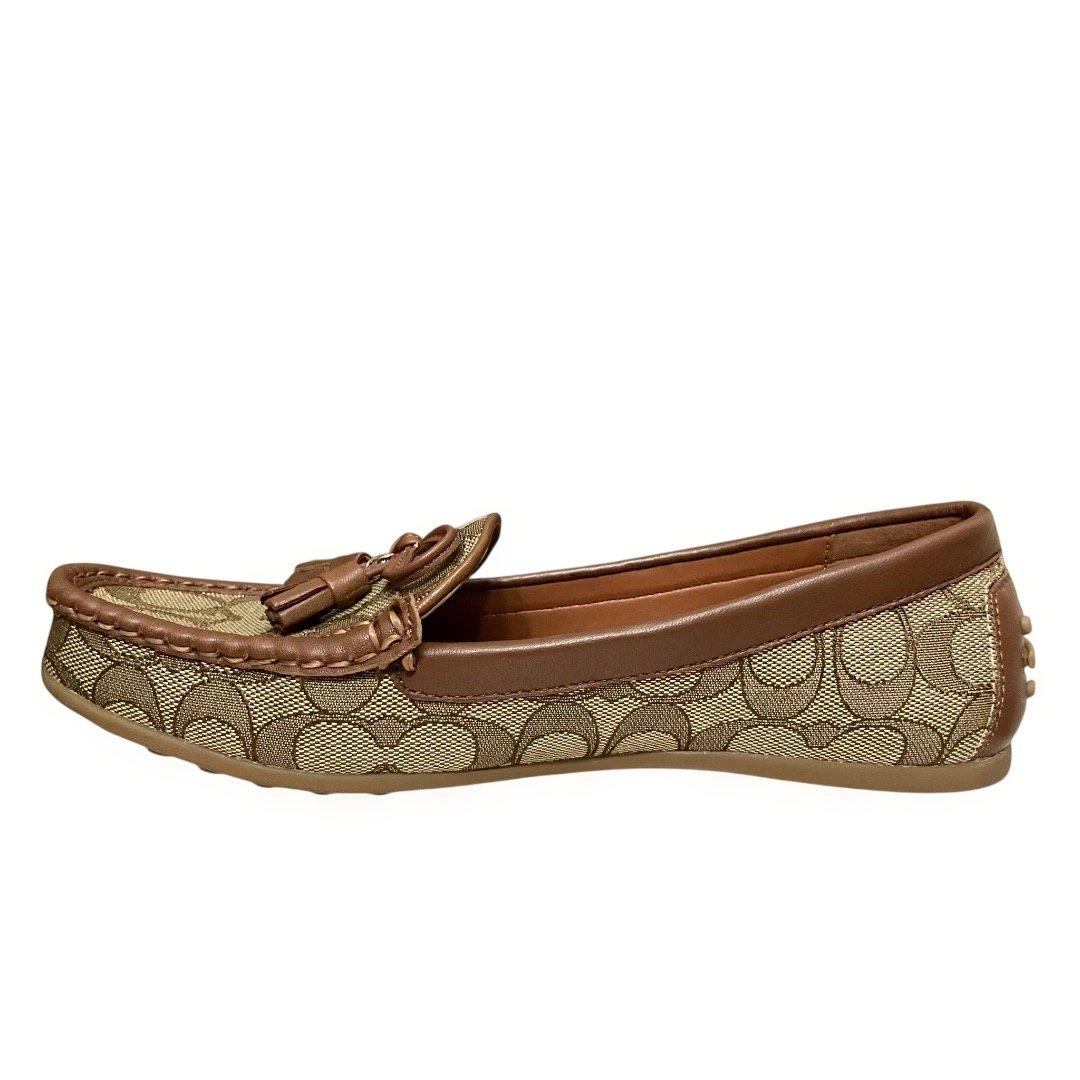 本日限定値引‼️美品‼️箱付❣️COACH モカシン ベージュ/ブラウン シグネチャー