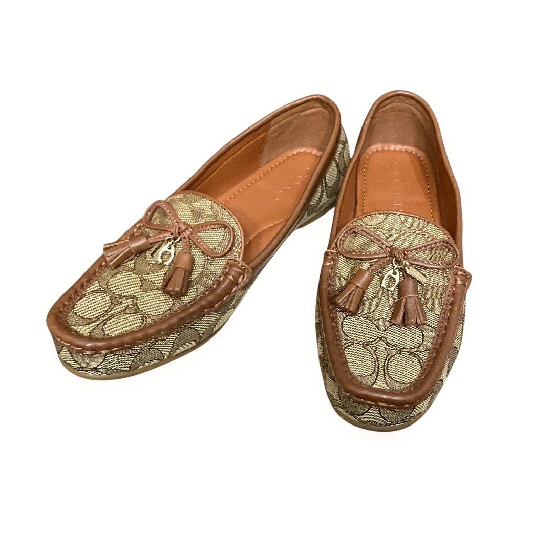 本日限定値引‼️美品‼️箱付❣️COACH モカシン ベージュ/ブラウン シグネチャー